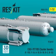   ResKit Models CBU-97/105 cluster bombs (4 pcs) (F-15E, F-16, A-10, B-1B, B-2, B-52) (3D Printed) 1:32 (RS32-0515)