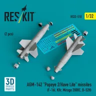   ResKit Models AGM-142 Popeye 2/Have Lite missiles (2 pcs) (F-16I, Kfir, Mirage 2000C, B-52H) (3D Printed) 1:32 (RS32-0518)