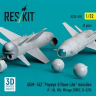   ResKit Models AGM-142 Popeye 2/Have Lite missiles (2 pcs) (F-16I, Kfir, Mirage 2000C, B-52H) (3D Printed) 1:32 (RS32-0518)