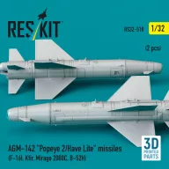   ResKit Models AGM-142 Popeye 2/Have Lite missiles (2 pcs) (F-16I, Kfir, Mirage 2000C, B-52H) (3D Printed) 1:32 (RS32-0518)