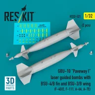   ResKit Models GBU-10 Paveway I laser guided bombs with BSU-4/B fin and BSU-3/B wing (2 pcs) (F-4D/E, F-111, A-6A, A-7E) (3D Printed) 1:32 (RS32-0521)