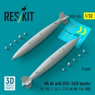   ResKit Models Mk.84 with BSU-36/B bombs (2 pcs) (F-15E, F-16, F-111F, AV-8B, F/A-18D) (3D Printed) 1:32 (RS32-0524)