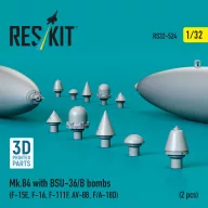   ResKit Models Mk.84 with BSU-36/B bombs (2 pcs) (F-15E, F-16, F-111F, AV-8B, F/A-18D) (3D Printed) 1:32 (RS32-0524)