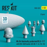  ResKit Models Mk.84 thermally protected/BLU-117 with BSU-36/B bombs (2 pcs) (AV-8B, F-14, F/A-18) (3D Printed) 1:32 (RS32-0525)