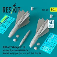   ResKit Models AGM-62 Walleye II ER missiles (2 pcs) with AN/AWG-16 data link pod (1 pcs) (A-4, A-6, A-7, F-4, F/A-18) (3D Printed) 1:32 (RS32-0533)