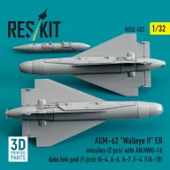   ResKit Models AGM-62 Walleye II ER missiles (2 pcs) with AN/AWG-16 data link pod (1 pcs) (A-4, A-6, A-7, F-4, F/A-18) (3D Printed) 1:32 (RS32-0533)