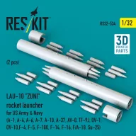   ResKit Models LAU-10 ZUNI rocket launcher for US Army & Navy (2 pcs) (A-1, A-4, A-6, A-7, A-10, A-37, AV-8, TF-9J, OV-1, OV-10, F-4, F-5, F-100, F-14, F-16, F/A-18, Su-25) (3D Printed) 1:32 (RS32-0534)