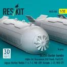 ResKit Models BL755 cluster bombs (4 pcs) (Alpfa Jet, Buccaneer, BAE Hawk, Fiat G.91, Jaguar, Harrier, Hunter, F-4, F-5, MB-339, Tornado, J-22, MiG-27) (3D Printed) 1:32 (RS32-0535)