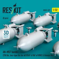   ResKit Models AN-M57 bombs (250 lbs, box-type fin) for all USAF & RAF of WW2 & Korean War (8 pcs) (3D Printed) 1:32 (RS32-0537)