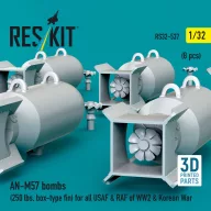   ResKit Models AN-M57 bombs (250 lbs, box-type fin) for all USAF & RAF of WW2 & Korean War (8 pcs) (3D Printed) 1:32 (RS32-0537)