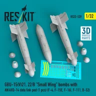   ResKit Models GBU-15(V)21, 22/B Small Wing bombs (2 pcs) with AN/AXQ-14 data link pod (1 pcs) (F-4, F-15E, F-16I, F-111, B-52) (3D Printed) 1:32 (RS32-0539)