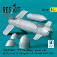   ResKit Models GBU-15(V)21, 22/B Small Wing bombs (2 pcs) with AN/AXQ-14 data link pod (1 pcs) (F-4, F-15E, F-16I, F-111, B-52) (3D Printed) 1:32 (RS32-0539)