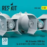   ResKit Models MK.36 bombs (1000 lbs) for all US NAVY & RAF of WW2 & Korean War (2 pcs) (3D Printed) 1:32 (RS32-0548)