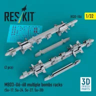   ResKit Models MBD3-U6-68 multiple bombs racks (2 pcs) (Su-17, Su-24, Su-27, Su-30) (3D Printed) 1:32 (RS32-0556)