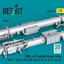 ResKit Models MBD2-67U multiple bombs racks (2 pcs) (MiG-21, MiG-23, MiG-27(?), MiG-29, Su-25, Su-24, Yak-38) (3D Printed) 1:32 (RS32-0557)