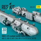 ResKit Models MBD2-67U multiple bombs racks (2 pcs) (MiG-21, MiG-23, MiG-27(?), MiG-29, Su-25, Su-24, Yak-38) (3D Printed) 1:32 (RS32-0557)