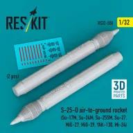   ResKit Models S-25-O air-to-ground rocket (2 pcs) (Su-17M, Su-24M, Su-25SM, Su-27, MiG-27, MiG-29, YAK-130, Mi-24) (3D Printed) 1:32 (RS32-0558)