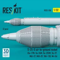   ResKit Models S-25-O air-to-ground rocket (2 pcs) (Su-17M, Su-24M, Su-25SM, Su-27, MiG-27, MiG-29, YAK-130, Mi-24) (3D Printed) 1:32 (RS32-0558)