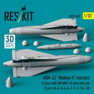   ResKit Models AGM-62 Walleye II missiles (2 pcs) with AN/AWG-16 data link pod (1 pcs) (A-4, A-6, A-7, F-4, F/A-18) (3D Printed) 1:32 (RS32-0563)