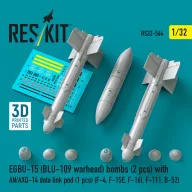   ResKit Models EGBU-15 (BLU-109 warhead) bombs (2 pcs) with AN/AXQ-14 data link pod (1 pcs) (F-4, F-15E, F-16I, F-111, B-52) (3D Printed) 1:32 (RS32-0564)