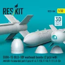 ResKit Models EGBU-15 (BLU-109 warhead) bombs (2 pcs) with AN/AXQ-14 data link pod (1 pcs) (F-4, F-15E, F-16I, F-111, B-52) (3D Printed) 1:32 (RS32-0564)