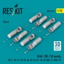 ResKit Models OFAB-100-120 bombs (8 pcs) (Su-7, Su-17, Su-24, Su-25, Su-27, Su-30, MiG-21, MiG-27) (3D Printed) 1:32 (RS32-0567)