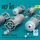 ResKit Models OFAB-100-120 bombs (8 pcs) (Su-7, Su-17, Su-24, Su-25, Su-27, Su-30, MiG-21, MiG-27) (3D Printed) 1:32 (RS32-0567)