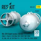 ResKit Models Mk-XVII Depth bombs (350 lb) (4 pcs) (PB4Y-1, PB4Y-2, PBY/PBN, PB2Y, SB2C, SOC, SO3C, SC, SBD, JRF, J4F, TBF/TBM, PV-1, PV-2, PBM, PBJ, OS2U, SB2U) (3D Printed) 1:32 (RS32-0571)