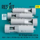 ResKit Models Mk-38 Depth bombs (650 lb) (4 pcs) (PB4Y-1, PB4Y-2, PBY/PBN, PB2Y, SBD, TBF/TBM, PV-1, PV-2, PBM) (3D Printed) 1:32 (RS32-0572)
