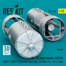 ResKit Models Mk-38 Depth bombs (650 lb) (4 pcs) (PB4Y-1, PB4Y-2, PBY/PBN, PB2Y, SBD, TBF/TBM, PV-1, PV-2, PBM) (3D Printed) 1:32 (RS32-0572)
