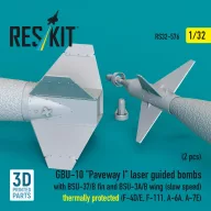   ResKit Models GBU-10 Paveway I laser guided bombs with BSU-37/B fin and BSU-3A/B wing (slow speed) thermally protected (2 pcs) (F-4D/E, F-111, A-6A, A-7E) (3D Printed) 1:32 (RS32-0576)