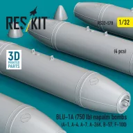   ResKit Models BLU-1A (750 lb) napalm bombs (4 pcs) (A-1, A-4, A-7, A-26K, B-57, F-100) (3D Printed) 1:32 (RS32-0578)