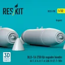 ResKit Models BLU-1A (750 lb) napalm bombs (4 pcs) (A-1, A-4, A-7, A-26K, B-57, F-100) (3D Printed) 1:32 (RS32-0578)