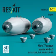   ResKit Models Mark 77 napalm bombs Mod.4/5 (2 pcs) (A-4, A-26K, F-4, AV-8B, F/A-18) (3D Printed) 1:32 (RS32-0579)