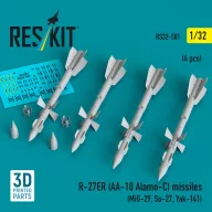   ResKit Models R-27ER (AA-10 Alamo-C) missiles (4 pcs) (MiG-29, Su-27, Yak-141) (3D Printed) 1:32 (RS32-0581)