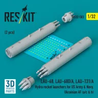   ResKit Models LAU-68, LAU-68D/A, LAU-131/A Hydra rocket launchers for US Army & Navy, Ukrainian AF (a/c & h) (2 pcs) (3D Printed) 1:32 (RS32-0583)