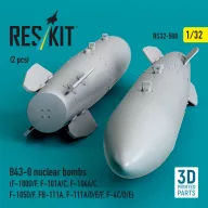   ResKit Models B43-0 nuclear bombs (2 pcs) (F-100D/F, F-101A/C, F-104A/C, F-105D/F, FB-111A, F-111A/D/E/F, F-4C/D/E) (3D Printed) 1:32 (RS32-0588)