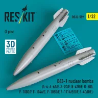   ResKit Models B43-1 nuclear bombs (2 pcs) (A-4, A-6A/E, A-7C/E, B-47B/E, B-58A, F-100D/F, F-104A/C, F-105D/F, F-111A/D/E/F, F-4C/D/E ) (3D Printed) 1:32 (RS32-0589)