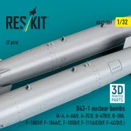   ResKit Models B43-1 nuclear bombs (2 pcs) (A-4, A-6A/E, A-7C/E, B-47B/E, B-58A, F-100D/F, F-104A/C, F-105D/F, F-111A/D/E/F, F-4C/D/E ) (3D Printed) 1:32 (RS32-0589)