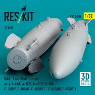   ResKit Models B43-1 nuclear bombs (2 pcs) (A-4, A-6A/E, A-7C/E, B-47B/E, B-58A, F-100D/F, F-104A/C, F-105D/F, F-111A/D/E/F, F-4C/D/E ) (3D Printed) 1:32 (RS32-0589)