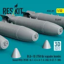 ResKit Models BLU-1B (750 lb) napalm bombs finned MXU-393/B (4 pcs) (A-1, A-4, A-7, A-26K, B-57, F-100) (3D Printed) 1:32 (RS32-0597)