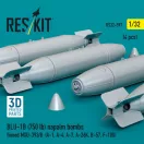 ResKit Models BLU-1B (750 lb) napalm bombs finned MXU-393/B (4 pcs) (A-1, A-4, A-7, A-26K, B-57, F-100) (3D Printed) 1:32 (RS32-0597)