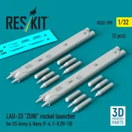   ResKit Models LAU-33 ZUNI rocket launcher for US Army & Navy (2 pcs) (F-4, F-8, OV-10) (3D Printed) 1:32 (RS32-0599)