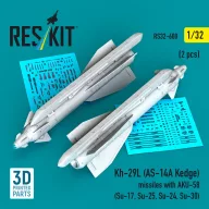  ResKit Models Kh-29L (AS-14A Kedge) missiles with AKU-58 (2 pcs) (Su-17, Su-25, Su-24, Su-30) (3D Printed) 1:32 (RS32-0600)