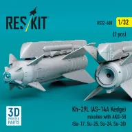   ResKit Models Kh-29L (AS-14A Kedge) missiles with AKU-58 (2 pcs) (Su-17, Su-25, Su-24, Su-30) (3D Printed) 1:32 (RS32-0600)