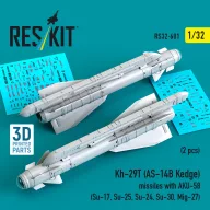   ResKit Models Kh-29T (AS-14B Kedge) missiles with AKU-58 (2 pcs) (Su-17, Su-25, Su-24, Su-30, Mig-27) (3D Printed) 1:32 (RS32-0601)