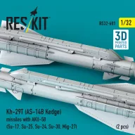   ResKit Models Kh-29T (AS-14B Kedge) missiles with AKU-58 (2 pcs) (Su-17, Su-25, Su-24, Su-30, Mig-27) (3D Printed) 1:32 (RS32-0601)