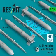   ResKit Models S-24 missiles with APU-68 (4 pcs) (Mi-24) (3D Printed) 1:35 (RS35-0014)