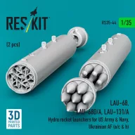   ResKit Models LAU-68, LAU-68D/A, LAU-131/A Hydra rocket launchers for US Army & Navy, Ukrainian AF (a/c & h) (2pcs) (3D Printed) 1:35 (RS35-0044)