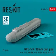  ResKit Models GPU-5/A 30mm gun pod (1 pcs) (A-4, A-7, AV-8B, F-4, F-5A, F-16, F/A-18) (3D Printed) 1:48 (RS48-0138)